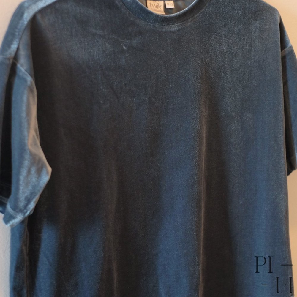 Maison Simons Twik Velvet oversized aqua T-Shirt - Picture 4 of 6